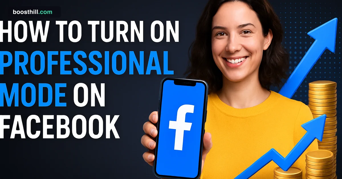 Featured image for the BoostHill guide on how to turn on professional mode on Facebook.
