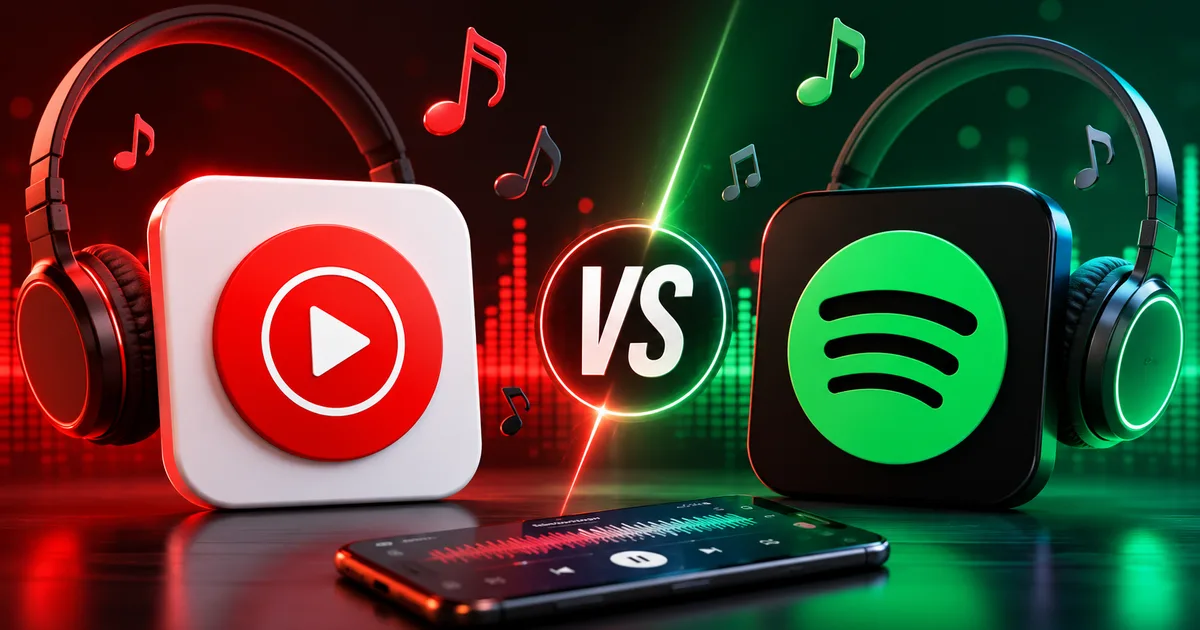 YouTube Music vs Spotify — the two app icons side by side